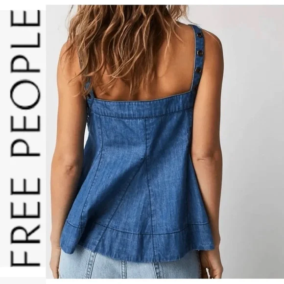 NWT Free People Zinnia Swing Tank blue - Picture 2 of 16
